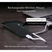 فأرة Uiosmuph اللاسلكية صامتة قابلة للشحن ماوس الكمبيوتر مع USB Nano Receiver أسود