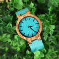 thumbnail image 2 of Women's Zebra Pattern Quartz Watch, Coral Blue Wooden Quartz Watch, Fashion Leather Quartz Watch, Women's Model.,Blue, 2 of 17