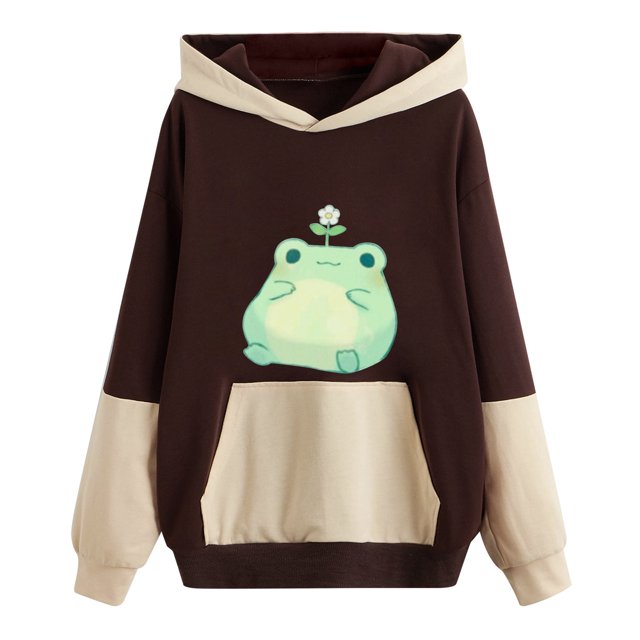 Chandail d'Hiver pour Femmes à Capuche avec Imprimé Mignon d'Animaux de Compagnie, Grande Taille, Ample, à Blocs de Couleur