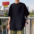 thumbnail image 2 of M-8XL camisetas de gran tamaño para hombre, camiseta básica lisa de gran tamaño, Top informal holgado con cuello redondo, ropa para hombre gordo de talla grande, 2 of 5
