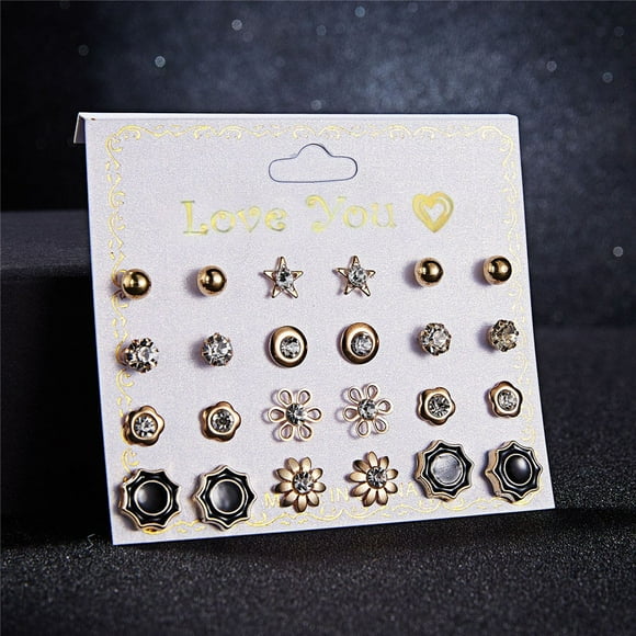 Daisyyozoid Wholesale Douze Paires de Boucles d'Oreilles en Cristal et Perles pour Femmes