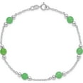 thumbnail image 4 of Sterling Silver Rhodium-Plated 9Inch Polished Green Jade Anklet Made In Thailand qg1231-9, 4 of 5