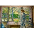 thumbnail image 2 of Hassam, Childe 24x17 Black Ornate Wood Framed with Double Matting Museum Art Print Titled - The Goldfish Window, 2 of 4