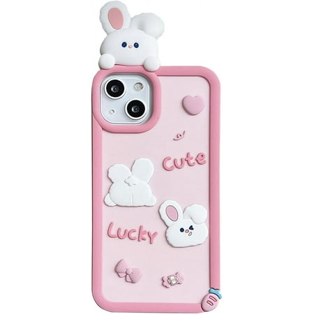 for iPhone 12/12 Pro Case Kawaii Phone Cases Cute 3D Cartoon Cool Bunny Soft Silicone Shockproof Protective Case Funny for iPhone 12/12 Pro Women Girls