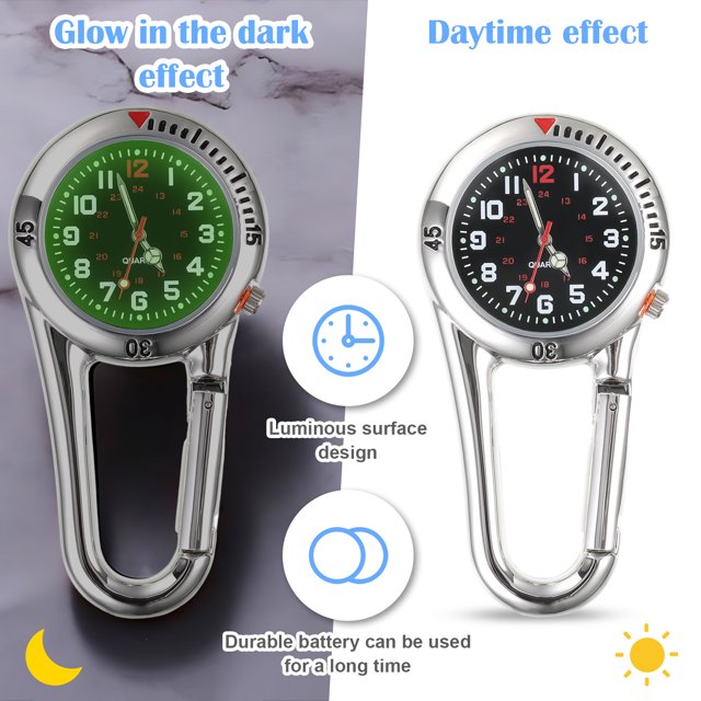 Wosthever Reloj analógico de cuarzo compacto y ligero con clip para actividades al aire libre Reloj con gancho para exteriores Premium Escalada Negro