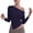 Dark Blue, variant on One Shoulder Tops for Women Long Sleeve Ruched Asymmetrical Split Hem Going Out Y2K Crop Shirts Color M