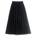 thumbnail image 2 of THDHVS Maxi Skirt,Ribbed Mesh Pleated Ice Silk A Line Flared Midi Skirt Casual Elegant Style for Summer,Flowy Skirts for Women Black Free Size, 2 of 5