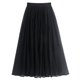 thumbnail image 1 of TaTaai Women Ribbed Mesh Pleated Skirt Ice Silk A-Line Flared Midi Skirt Ladies Spring Summer Daily Commute Office Wear Lightweight Breathable Non-See-Through Stylish Skirt Gift, 1 of 4