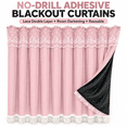 thumbnail image 3 of No-Drill Adhesive Blackout Curtains, Lace Double Layer Thermal Insulated Light-Filtering Drapes, Room Darkening Reusable for Bedroom Bay Window Living Room, Pink, 3 of 7