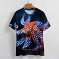 thumbnail image 3 of Octopus in The Mysterious Ocean Women's Short Sleeve T-Shirt Crew Neck Casual Summer Trendy Loose Fit Tops, 3 of 6