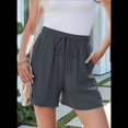 thumbnail image 4 of Women'S Solid Color Lace Trim Drawstring Shorts Grey M, 4 of 7