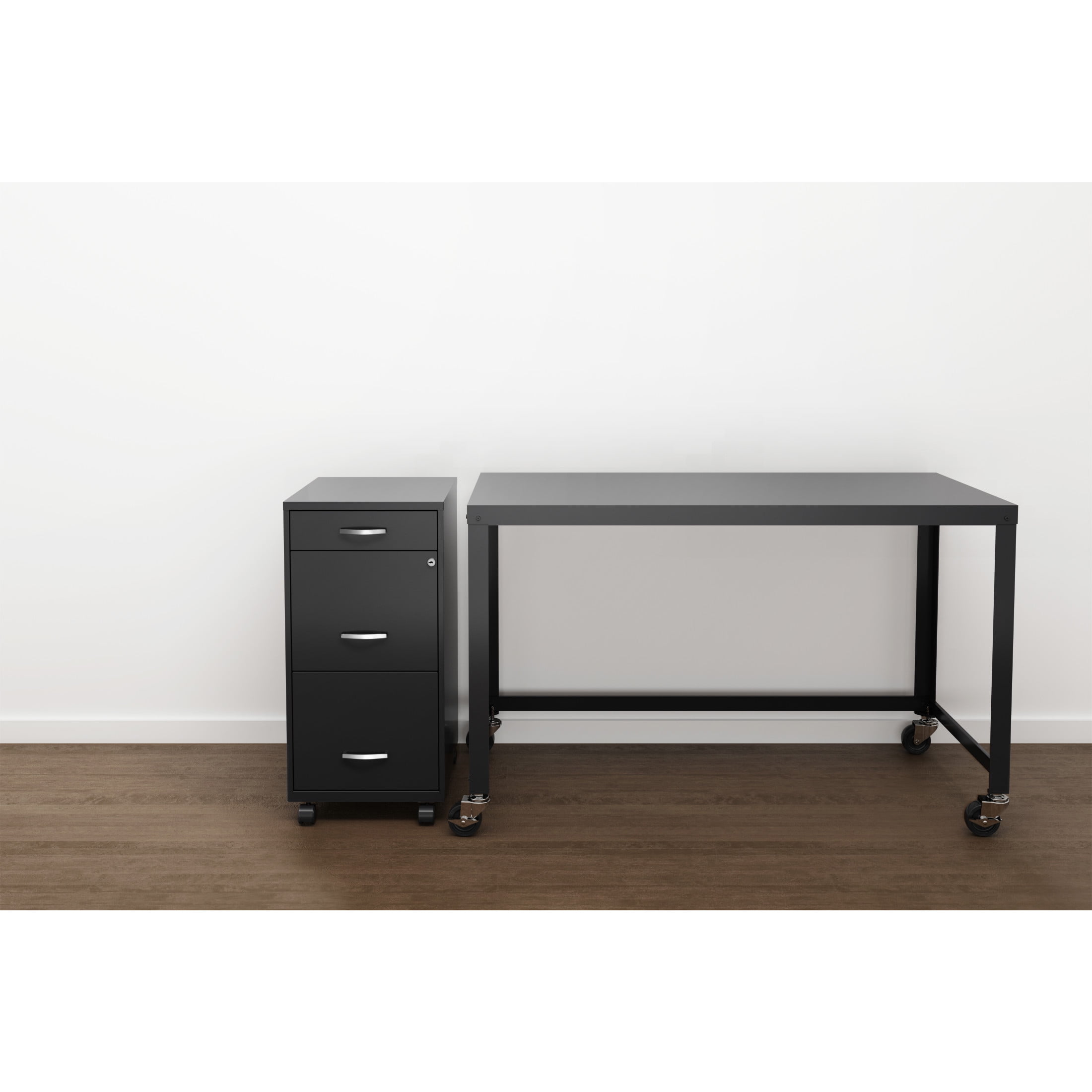 Space Solutions 18" Deep 3 Drawer Mobile Letter Width Vertical File Cabinet, Black