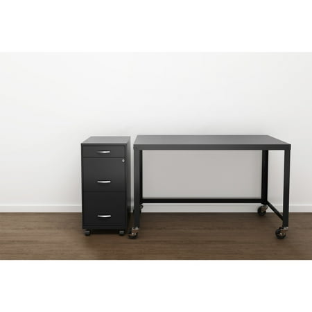 Hirsh - Metal 3-Drawer Organizer File Cabinet with Pencil Drawer - Black