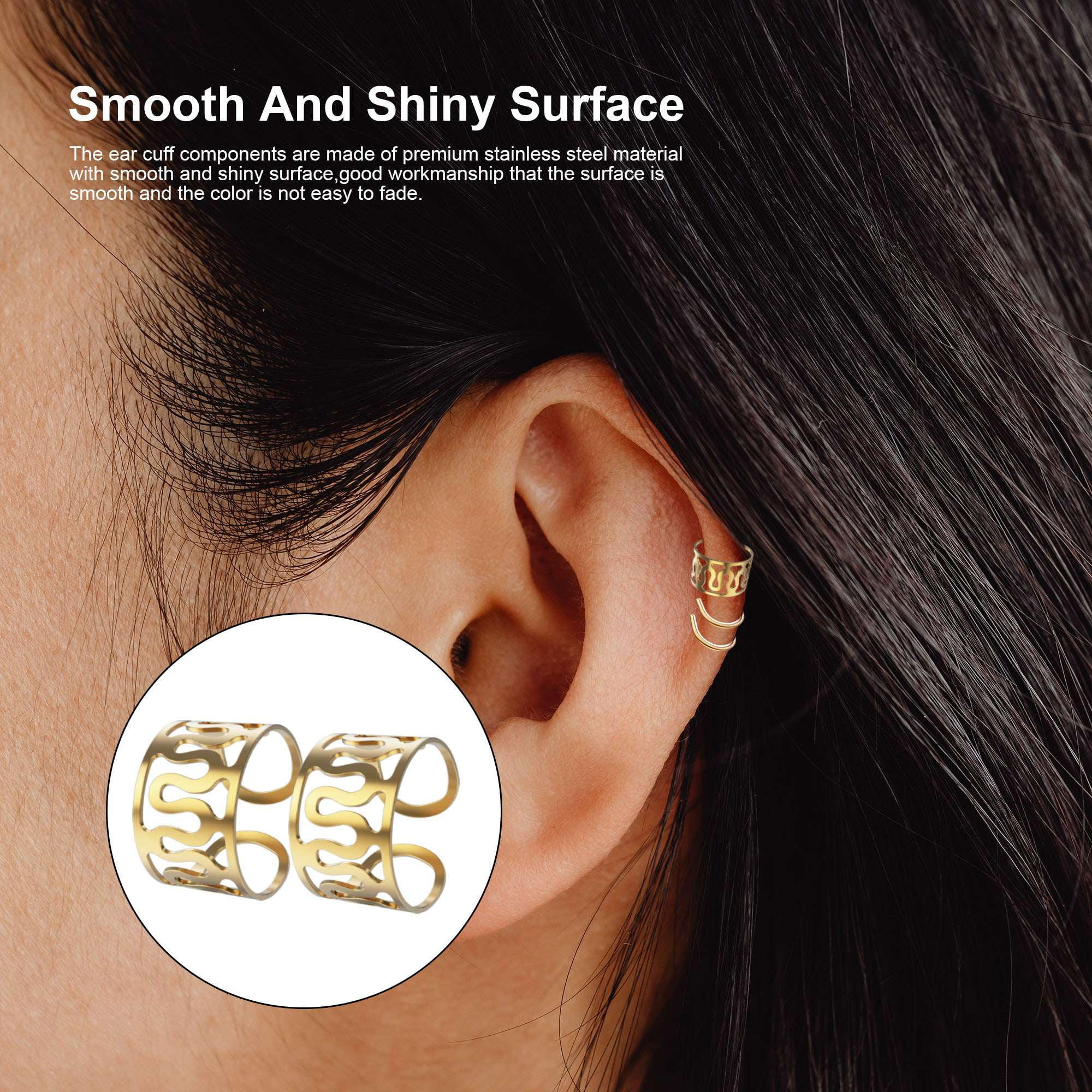 Luxtrada 12-Piece Earring Multiple Set: No-Piercing Ear Cuff