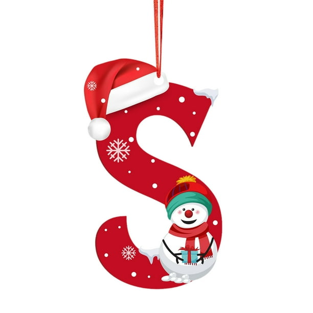 Adornos navideños, adornos navideños, regalos navideños, árbol de Navidad acrílico 2D, colgante de 26 letras, regalo decorativo, colgantes para fiestas navideñas familiares, objetos colgantes