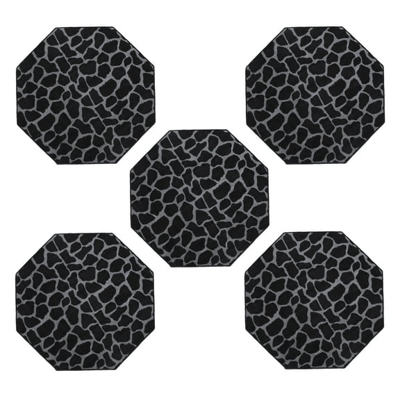 Furnish My Place Giraffe Black Grey Area Rug, Animal Print Area Rug, Pet-Friendly Rug, Baby Nursery Mat, Indoor Area Rug, Perfect for Living Room, Playroom, 3' Octagon - Set of 5