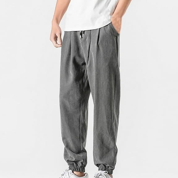 Dgankt Joggers for Men Men's Casual Long Pants Elastic Waist Drawstring Comfy Pocket Pants Cuffed Fit