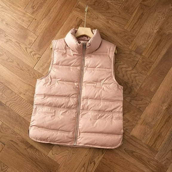 Dealovy Women Puffer Vests Zip up Sleeveless Jackets Stand Collar Winter Warm Padded Gilet Outerwear