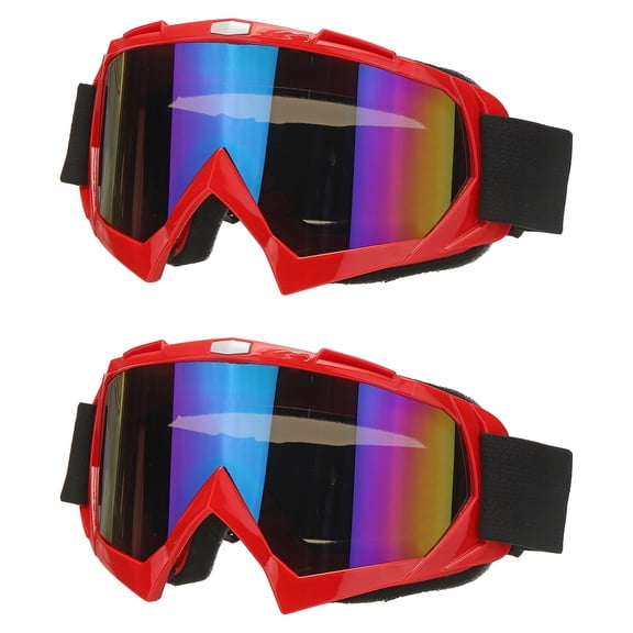 Uxcell OTG Ski Goggles, Over Glasses Snowboard Goggles Anti Fog Protection with Colored Lenses 2Pcs & Red - Fitting For(Youth/Adult Men/Women Ski/Cycle/Mountaineering)