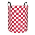 thumbnail image 3 of White And Crimson Red Checkerboard Laundry Hamper Large Storage Basket Plaid Geometric Kids Nursery Toy Organizer, 3 of 5