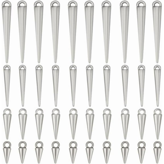 1 Box 120Pcs Cone Charms Long Silver Charms Gothic Tibetan Vintage Circular Goth Punk Style Spikes Charm for Jewelry Making Charms Women DIY Necklaces Bracelets Earring Crafting Silver DIY
