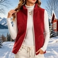 thumbnail image 2 of Womens Vest Jacket Full Zip Solid Color Sleeveless Jacket Fall Winter Casual Regular Length Outerwear with Pockets, 2 of 8