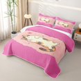 thumbnail image 3 of Manfei Cartoon Sleeping Cat Quilt Full, Kitten Pet Full Bedspread Sets, Hot Pink, 3 Pieces, 1 Coverlet and 2 Pillowcases, 3 of 7