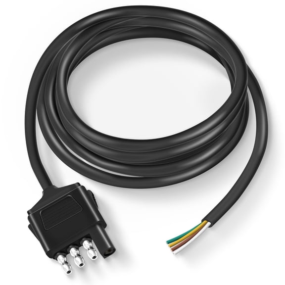 Nilight 4 Way Trailer End Connector 5 Feet Jacketed Cable Heavy Duty 18AWG 4 Pin Trailer Light Plug Pure Copper Trailer Side Male End Replacement 4 Flat Extension Wiring Harness