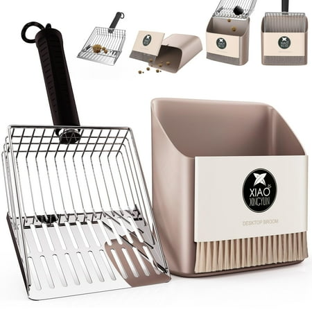 Big Savings On Cat Litter! 3 Cat Litter Scooper with DPF11 Holder Metal Litter Scoop Portable Small Broom and Dustpan Set Heavy Duty Stainless Steel Litter Scoop with Coarse and Fine Grid Quick Sift and Easy Clean