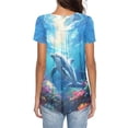 thumbnail image 2 of Chririnla Blue Dolpin Tunic Top for Women Loose Fit Blouse Short Sleeve Tops Summer T Shirts Soft Flowy Blouses Hide Belly Shirt, 2 of 6