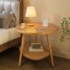 Gnmfd Sofa Side Table Wood Cabinet, Small Round Coffee Table with Double Layer Shelf for Living Room Bedroom Balcony, Mini Tea Table Furniture for Home Decor Organization and Space Saving