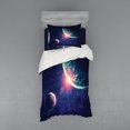 thumbnail image 2 of Ambesonne Galaxy Bedding Set 4 Pcs, Outer Space Mars Planets, Queen, Navy Blue Pink, 2 of 3