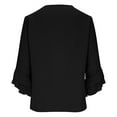 thumbnail image 3 of Womens 3/4 Sleeve Shirts V Neck Ruffle Hem Solid Color Blouse Fashion Elegant Flowy Loose Dressy Tops Holiday Party Summer Outfits, 3 of 5