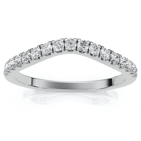 Pompeii 1/8ct Curved Diamond Wedding Ring 14K White Gold (G/H,SI1-SI2)