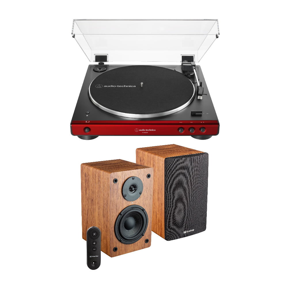 Mevrouw boete tack Audio-Technica AT-LP60XBT Bluetooth Stereo Turntable (Red) w/ Bookshelf  Speaker - Walmart.com