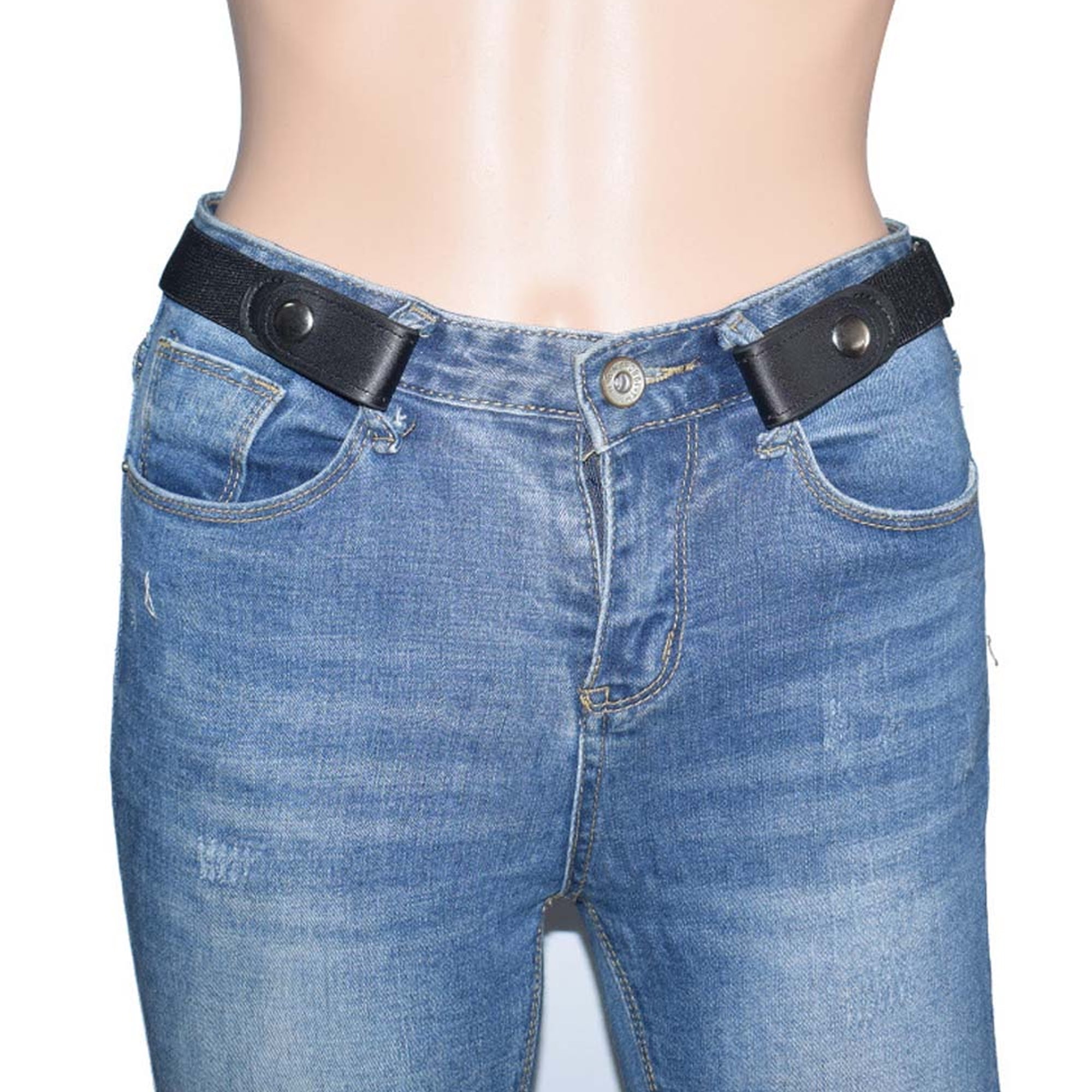 Invisible Buckle Free Belt for Jeans Pants Fits 23.6 to 35.4 Transser No Buckle Stretch Belt for Women Men Black 