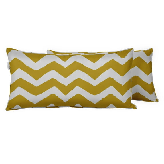VargottamIndoor/OutdoorPolyester FabricLumbarPillowCover With Insert,All-Weather Waterproof Rectangular Cushion for Patio Furniture,12" x 20"Set of 2 -Chevron-15