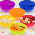 thumbnail image 3 of 6Pcs Snack and Dip Bowls, Plastic Chips Serving Bowls Anti Soggy Divided Bowl Stackable Dish Microwave and Dishwasher Safe Container for Chips, Dips Snacks Salsa Salad Nuts(Multicolor), 3 of 7