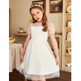 thumbnail image 6 of Arshiner Girls' Dresses Wedding Fluffy Ruffle Sleeve Crew Neck Flowy Summer Baptism Dress for Kid, 6 of 8