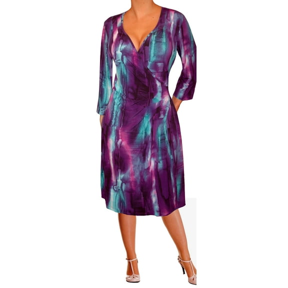 Funfash Plus Size Purple Slimming Wrap Cocktail Dress