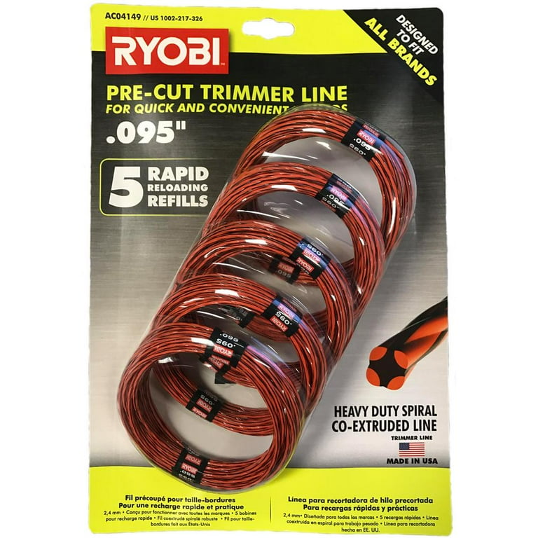 Ryobi Pre Cut Spiral Line 0.095 in. x 16 ft. 5 Pack AC04149