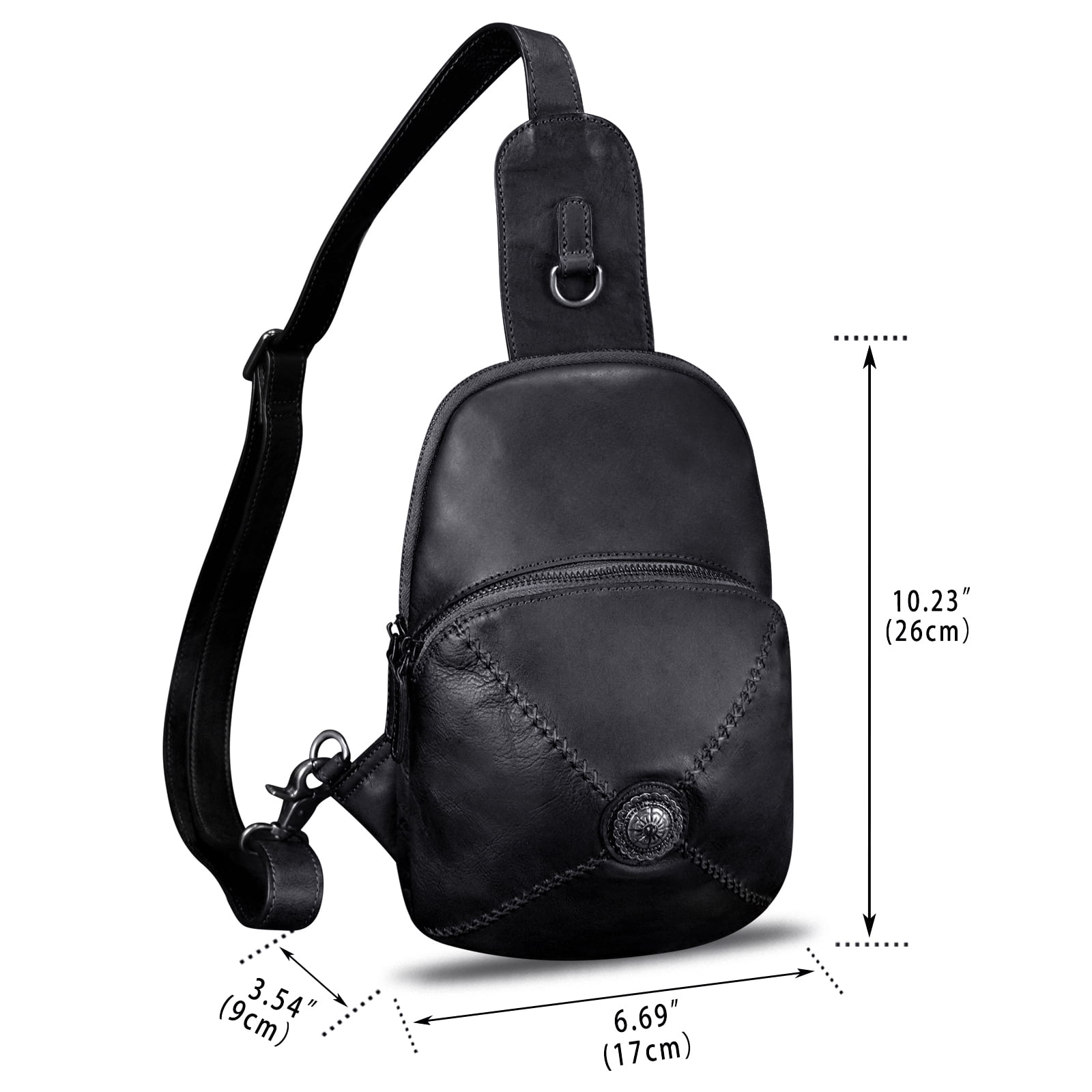 Genuine Leather Small Sling Bag for Women Men Sling Backpack Purse Crossbody Bag
