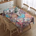 thumbnail image 2 of Multicolor Ethnic Geometric Pattern Rectangle Tablecloth 60"x84",Waterproof Polyester Rectangle Table Cloth, Wipeable Spillproof Polyester Tablecloth for Dining, Camping, Indoor and Outdoor, 2 of 5