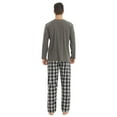 thumbnail image 3 of LNFINTDO Mens Pajama Sets Long Sleeve Thermal Shirts Flannel Pajama Bottoms Mens Sleep Loungewear Sets Soft Warm Plaid Pj Set for Men, Grey & Grey Plaid, Large, 3 of 7