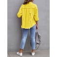 thumbnail image 5 of Elippeo Women's Spring Autumn Denim Coat Lapel Long Sleeve Solid Color Button Up Ripped Jacket, 5 of 6