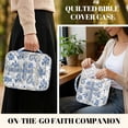 thumbnail image 4 of ZUXONGSY Crossed Peony Print Quilted Bible Cover for Women Large Bible Holder Portable Handbag with Handle Carrying Book Case for Christian, 4 of 7