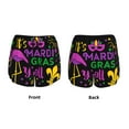 thumbnail image 4 of Disketp Mardi Gras with Flamingo Print Women's Shorts Workout Shorts for Athletic Gym Running Shorts with Phone Pockets Large, 4 of 8