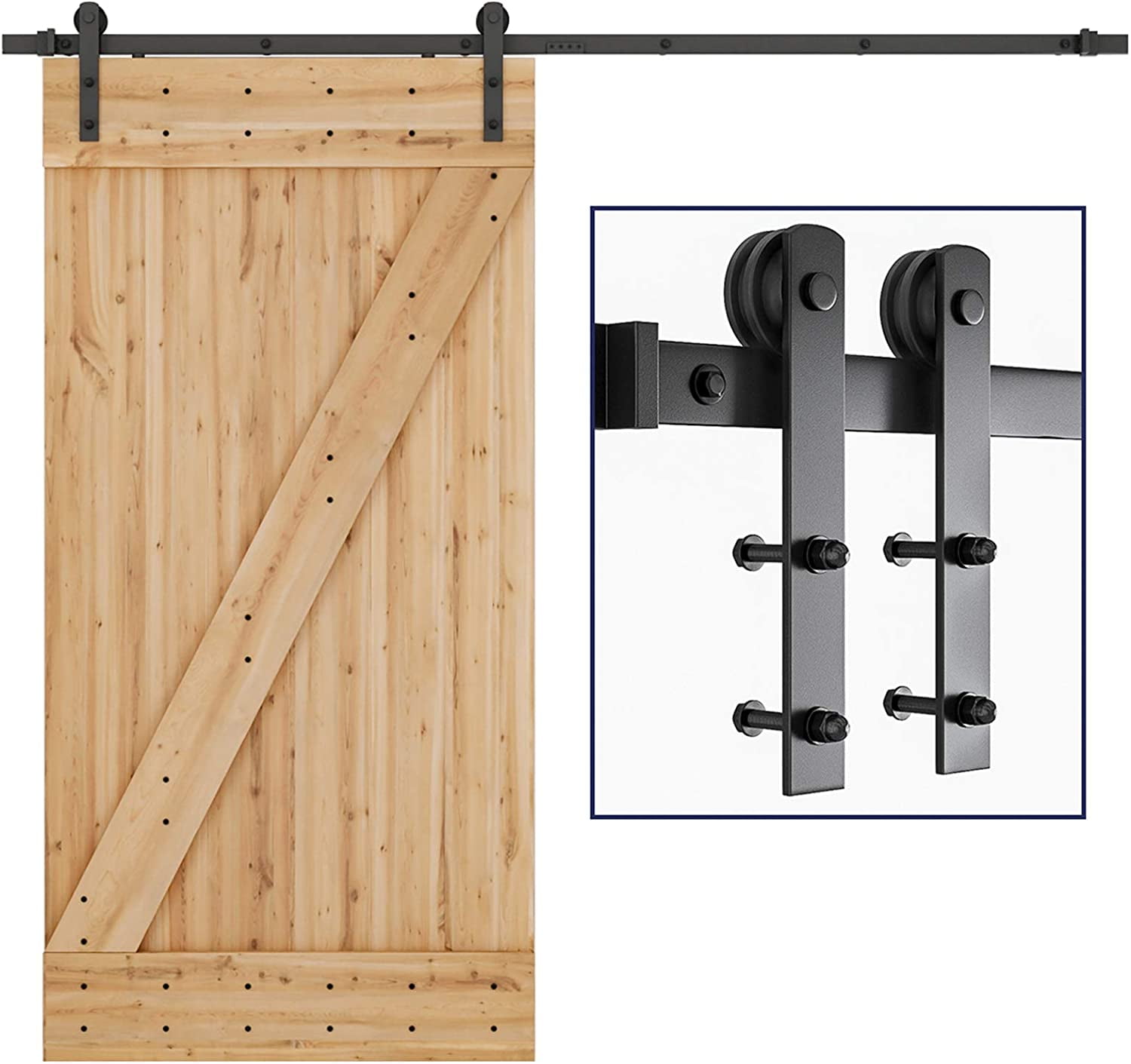 SMARTSTANDARD 8ft Heavy Duty Sturdy Sliding Barn Door Hardware Kit