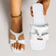 thumbnail image 4 of Sandalias y pantuflas planas de playa decorativas de metal con punta cuadrada para vacaciones de ocio para mujer Wmkox8yii ytu2453, 4 of 7