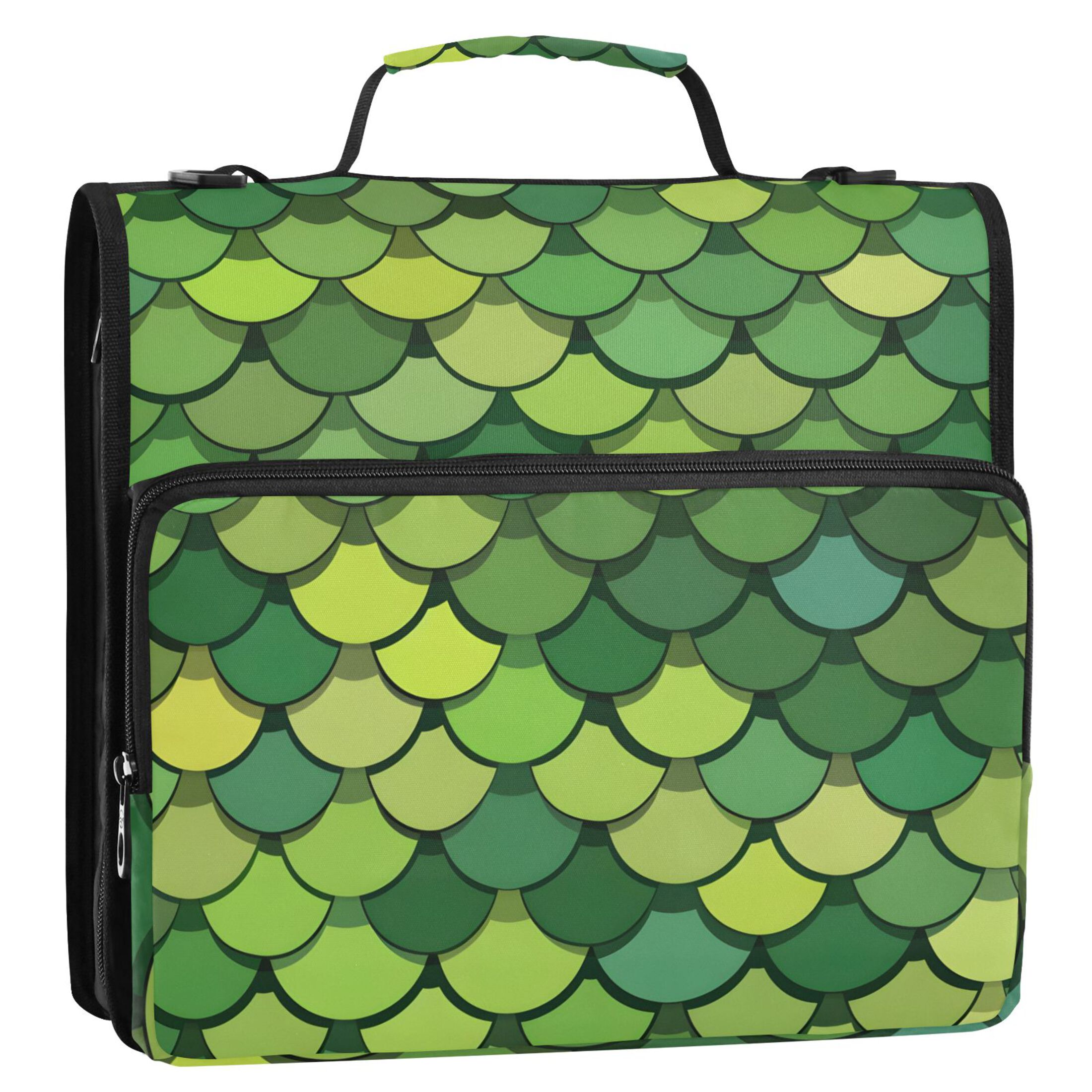 ALAZA Zipper Binder Green Scales 3 Ring Trapper Keeper File Folder Organizer Bag
